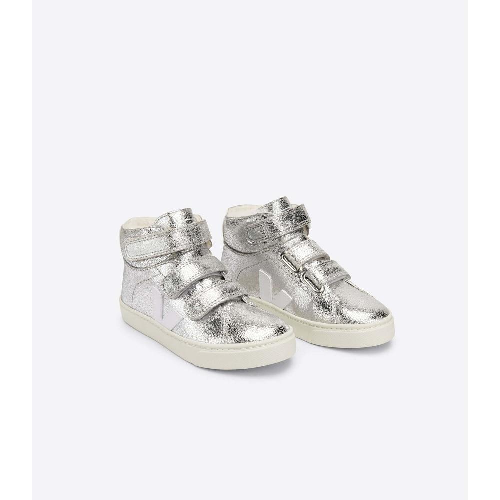 Kids' Veja ESPLAR MID FURED SUEDE Shoes Silver | SG 765WNB